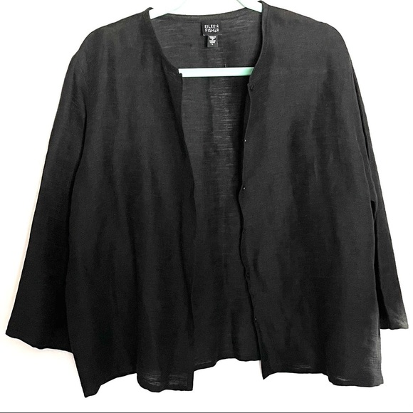 Linen blend button down cardigan - Picture 1 of 7